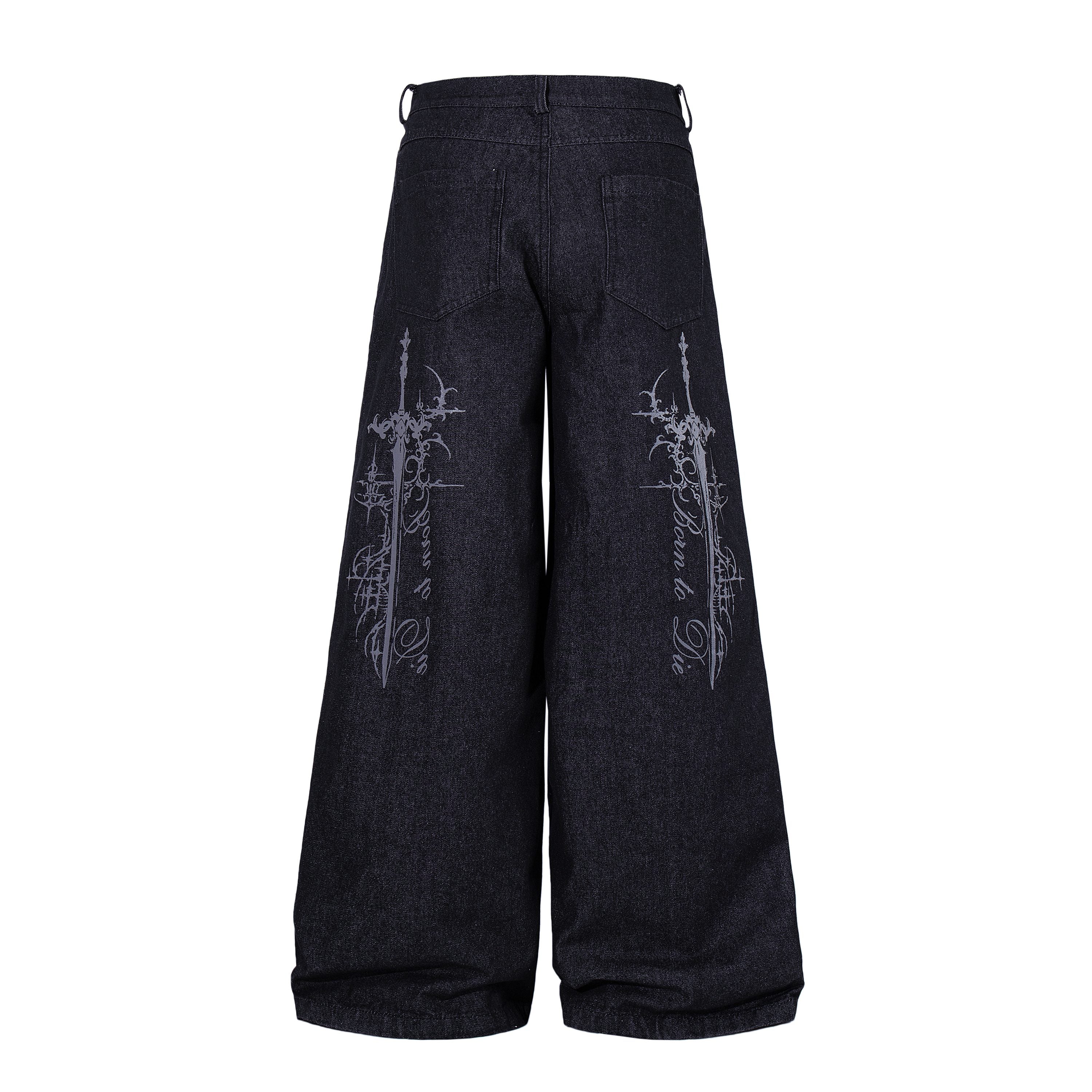 Omirad Gothic Cross Wide-Leg Jeans